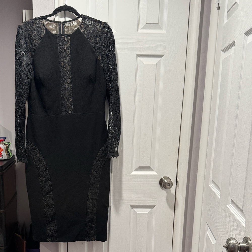 Nicole Bakti Black Lace Long Sleeve Dress